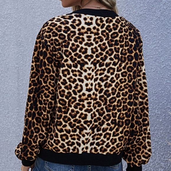 Leopard Zip Up Bomber Jacket - Picture 4 of 8